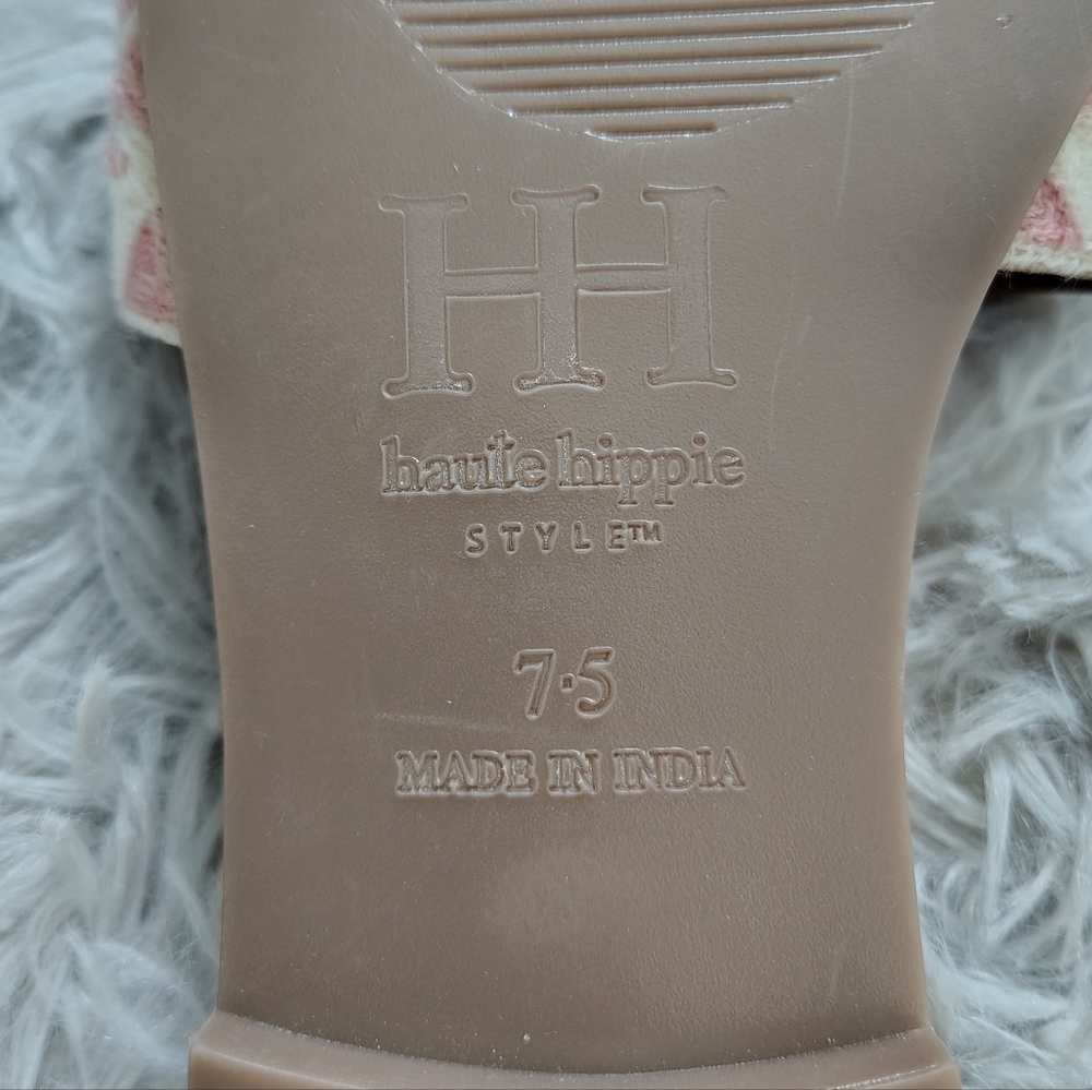*NWOT* Haute Hippie Women's Size 7.5 Pink White Tan Slip-on Sandals Knit Design - Picture 5 of 12